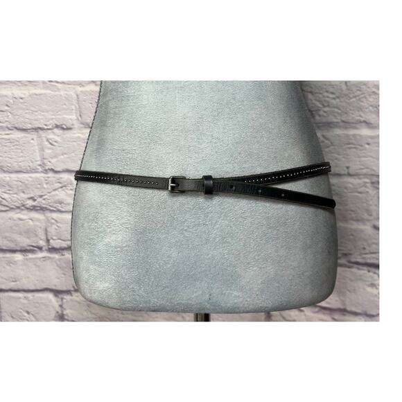 J. Crew Preppy Thin Leather Belt with Small Silver Stud Details - Picture 1 of 7